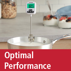 Taylor Programmable Digital Candy and Deep Fry Thermometer with Green Light Alert Display, Long Stem, and Adjustable Pan Clip, White