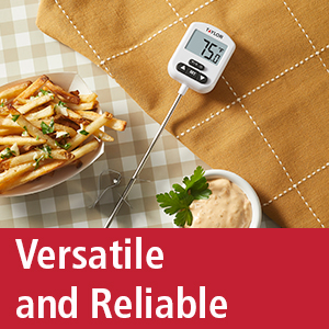 Taylor Programmable Digital Candy and Deep Fry Thermometer with Green Light Alert Display, Long Stem, and Adjustable Pan Clip, White