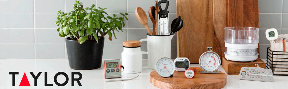 Taylor Programmable Digital Candy and Deep Fry Thermometer with Green Light Alert Display, Long Stem, and Adjustable Pan Clip, White