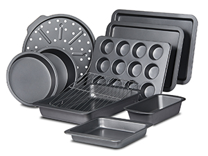 HONGBAKE Ceramic Baking Sheet Pan Set, Cookie Sheet for Oven, Bakeware Sets with Wider Grips, 3 Pack Half/Jelly Roll/Quarter Baking Tray, Premium, Dishwasher Safe - Dark Grey