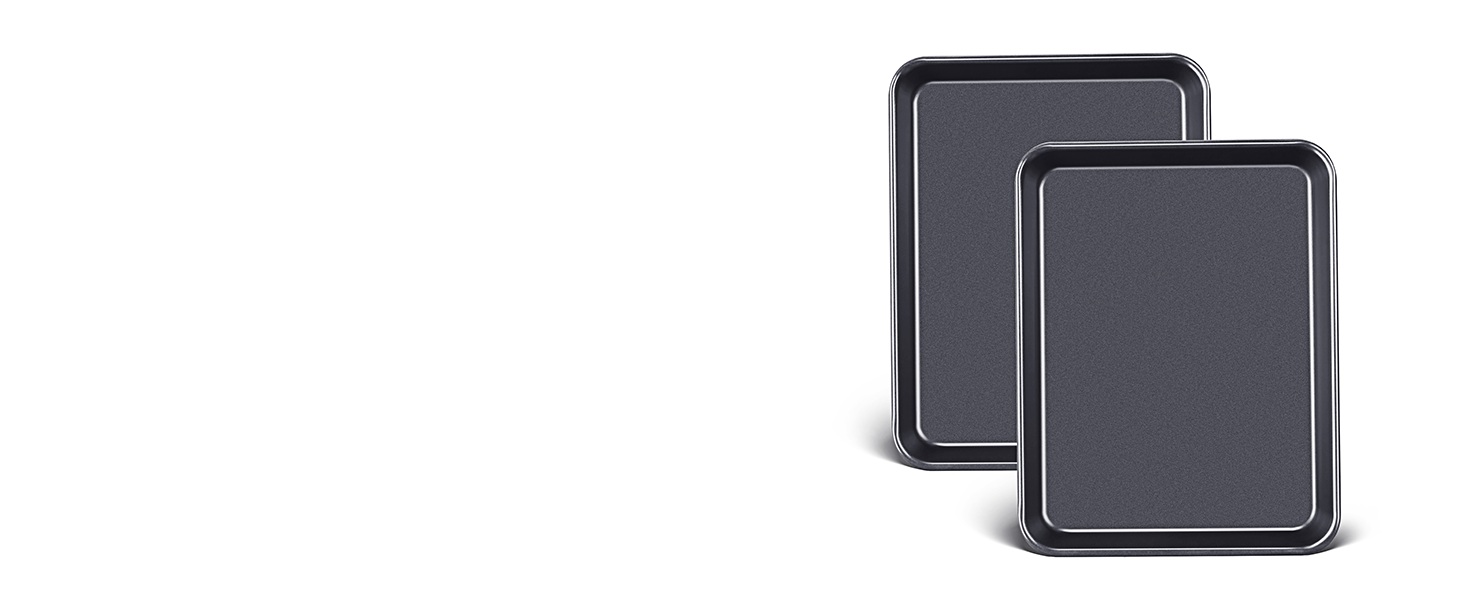 HONGBAKE Ceramic Baking Sheet Pan Set, Cookie Sheet for Oven, Bakeware Sets with Wider Grips, 3 Pack Half/Jelly Roll/Quarter Baking Tray, Premium, Dishwasher Safe - Dark Grey