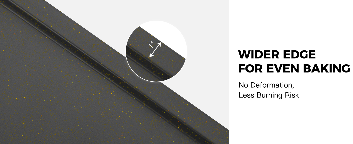 HONGBAKE Ceramic Baking Sheet Pan Set, Cookie Sheet for Oven, Bakeware Sets with Wider Grips, 3 Pack Half/Jelly Roll/Quarter Baking Tray, Premium, Dishwasher Safe - Dark Grey