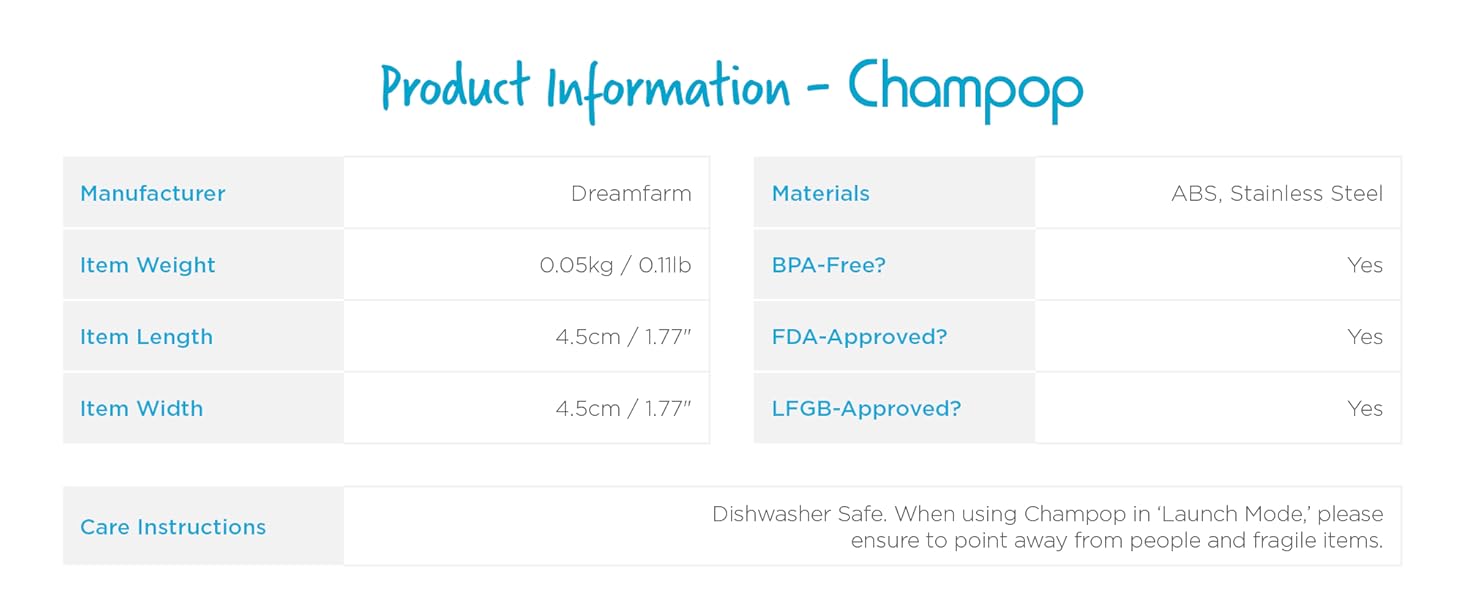 Dreamfarm Champop Safe, Fast, & Easy Champagne Bottle Opener, Cork Popper & Catcher - Black