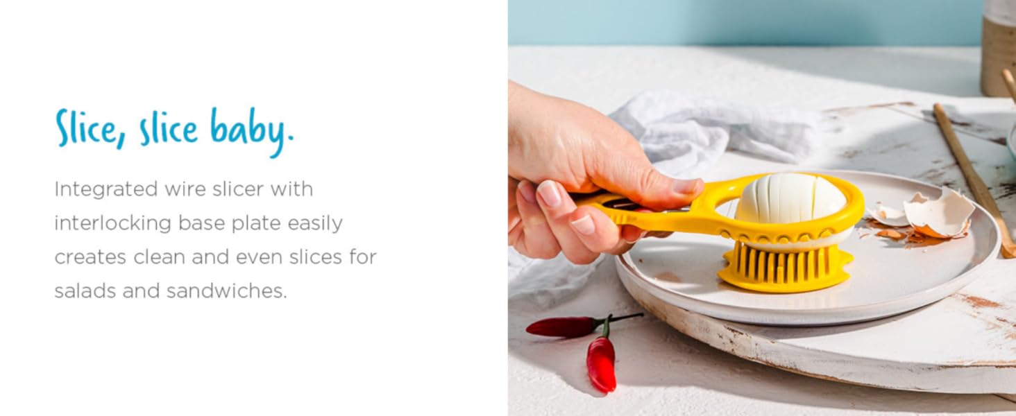 Dreamfarm Eggler 2-In-1 Compact Egg Shell Peeler & Easy Hardboiled Egg Slicer, Shell Cracking, Topping, & Peeling - Yellow