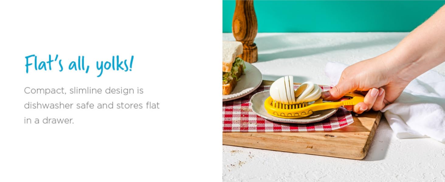 Dreamfarm Eggler 2-In-1 Compact Egg Shell Peeler & Easy Hardboiled Egg Slicer, Shell Cracking, Topping, & Peeling - Yellow