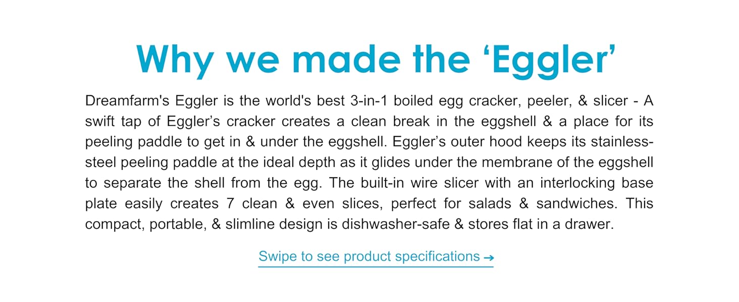 Dreamfarm Eggler 2-In-1 Compact Egg Shell Peeler & Easy Hardboiled Egg Slicer, Shell Cracking, Topping, & Peeling - Yellow