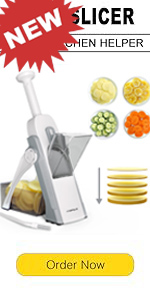 SupMaKin Upgrade Safe Mandoline Slicer, Vegetable Chopper, Potato Slicer 4 Modes Adjustable Thickness Food Cutter, Kitchen Chopping Artifact (6 in 1 Green)