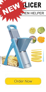 SupMaKin Upgrade Safe Mandoline Slicer, Vegetable Chopper, Potato Slicer 4 Modes Adjustable Thickness Food Cutter, Kitchen Chopping Artifact (6 in 1 Green)