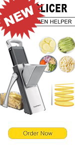 SupMaKin Upgrade Safe Mandoline Slicer, Vegetable Chopper, Potato Slicer 4 Modes Adjustable Thickness Food Cutter, Kitchen Chopping Artifact (6 in 1 Green)