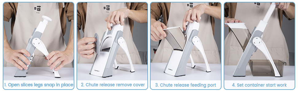 SupMaKin Upgrade Safe Mandoline Slicer, Vegetable Chopper, Potato Slicer 4 Modes Adjustable Thickness Food Cutter, Kitchen Chopping Artifact (6 in 1 Green)