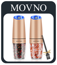 Gravity Electric Salt and Pepper Grinder Set, Battery Powered LED Light One Hand Automatic Operation, Adjustable Coarseness Mill Grinders Shakers Black (A.Black 2p)