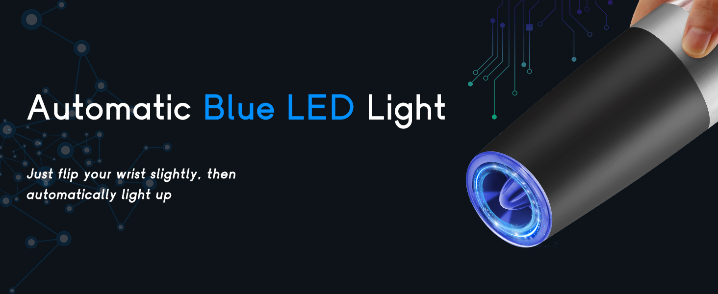 Gravity Electric Salt and Pepper Grinder Set, Battery Powered LED Light One Hand Automatic Operation, Adjustable Coarseness Mill Grinders Shakers Black (A.Black 2p)