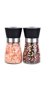 Salt and Pepper Grinder Shakers Set Spice Mill Refillable Grinders (2.5 inches x 5.1 inches)