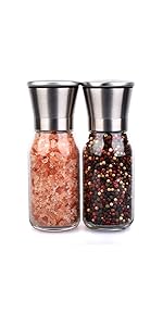 Salt and Pepper Grinder Shakers Set Spice Mill Refillable Grinders (2.5 inches x 5.1 inches)