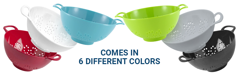 Meadow Lane 6-inch Small Colander, BPA-Free, Dishwasher Safe, Double Handles, Compact Food Strainer for Berries, Veggies and Pasta, 3-Cup Capacity, Smooth White