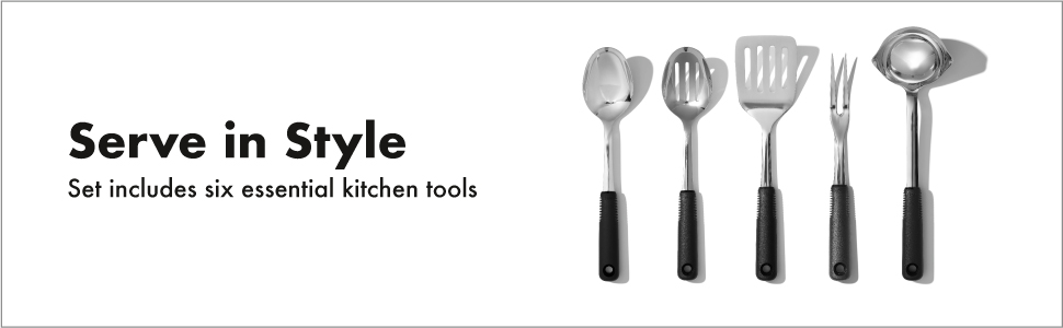 OXO Good Grips Stainless Steel Prep & Serve Kitchen Tool 6pc Set