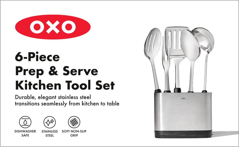 OXO Good Grips Stainless Steel Prep & Serve Kitchen Tool 6pc Set