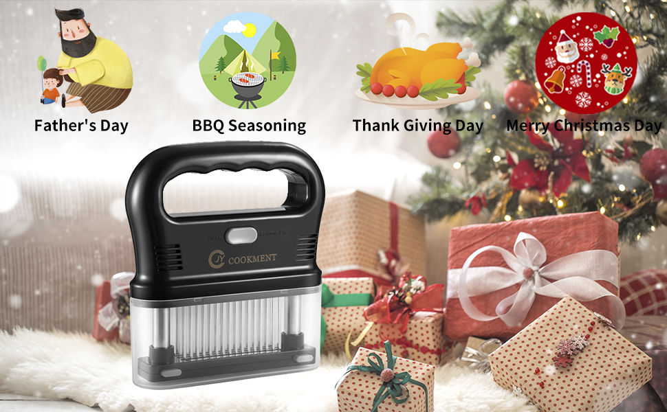 JY COOKMENT Meat Tenderizer Tool with 48 Stainless Steel Ultra Sharp Needle Blades, Detachable Kitchen Cooking Tool Best For Tenderizing, BBQ, Marinade