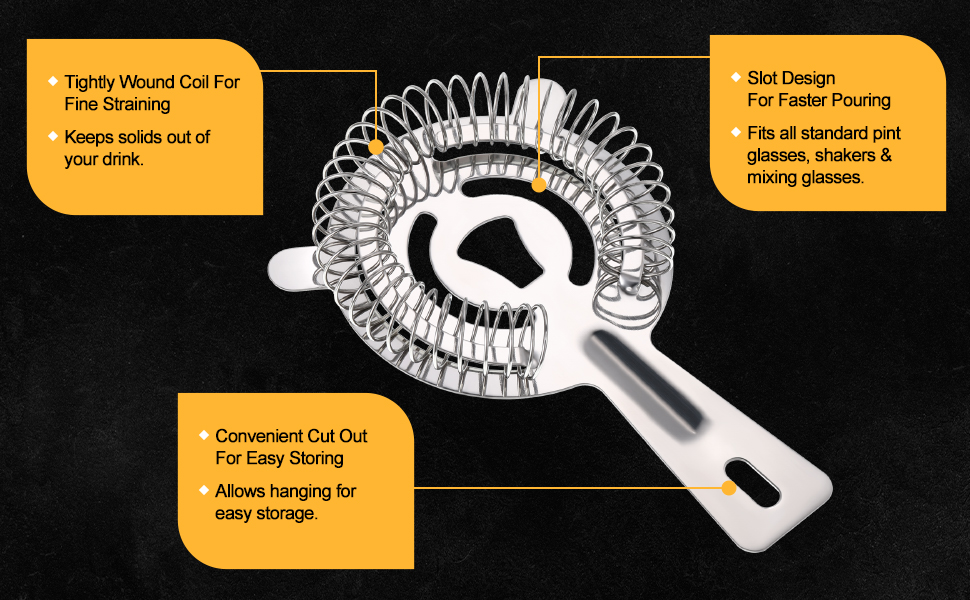 16 Pcs Bar Bartender Strainer Stainless Steel Drink Cocktail Strainers Silver Shaker Ice Bar Shelf or Bartenders Mixologists Drinking Water Filtering