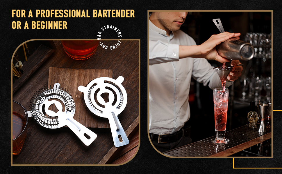 16 Pcs Bar Bartender Strainer Stainless Steel Drink Cocktail Strainers Silver Shaker Ice Bar Shelf or Bartenders Mixologists Drinking Water Filtering