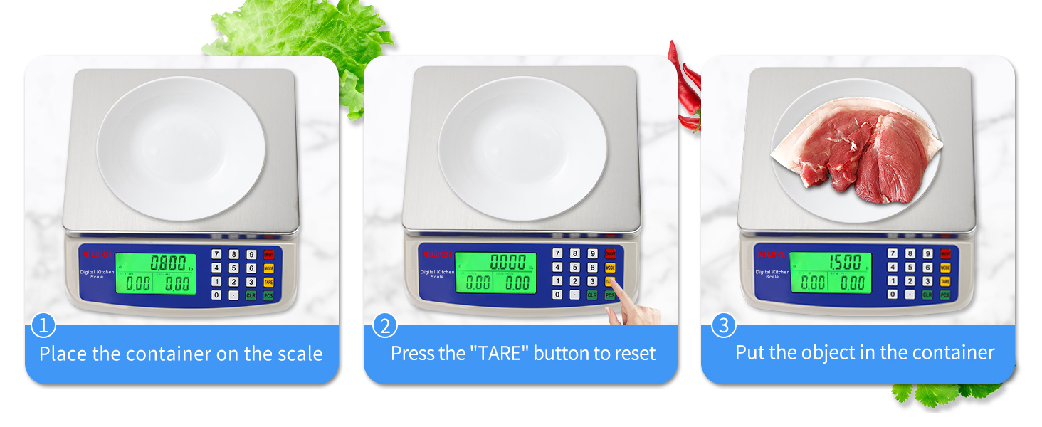 Large Digital Kitchen Scale 30KG Commercial Food Scale 66LB for Baking Bread Meat Stainless Steel Price Computing Scale LCD Display,Prep Counting Scale for Parts and Coins Adapter Included