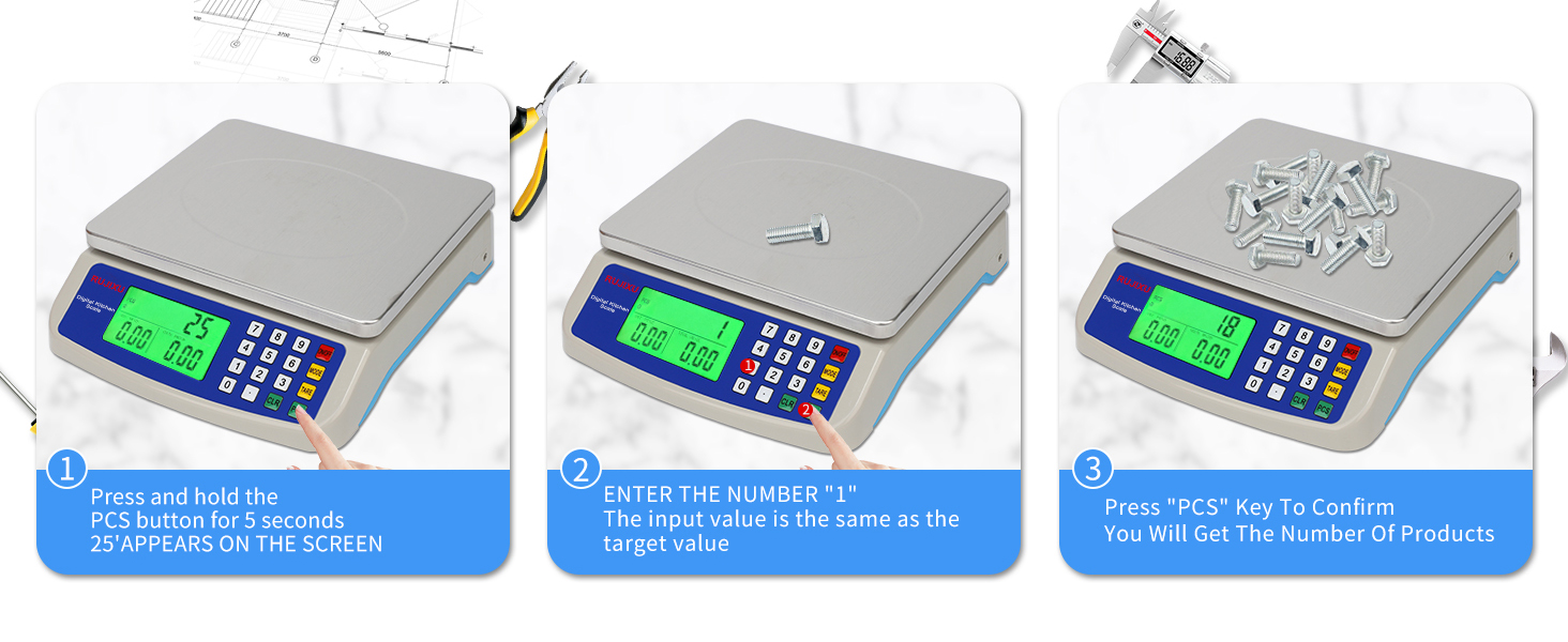 Large Digital Kitchen Scale 30KG Commercial Food Scale 66LB for Baking Bread Meat Stainless Steel Price Computing Scale LCD Display,Prep Counting Scale for Parts and Coins Adapter Included
