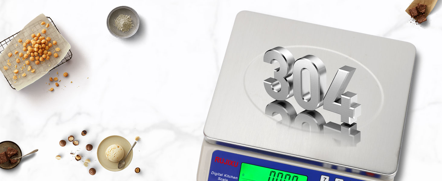 Large Digital Kitchen Scale 30KG Commercial Food Scale 66LB for Baking Bread Meat Stainless Steel Price Computing Scale LCD Display,Prep Counting Scale for Parts and Coins Adapter Included