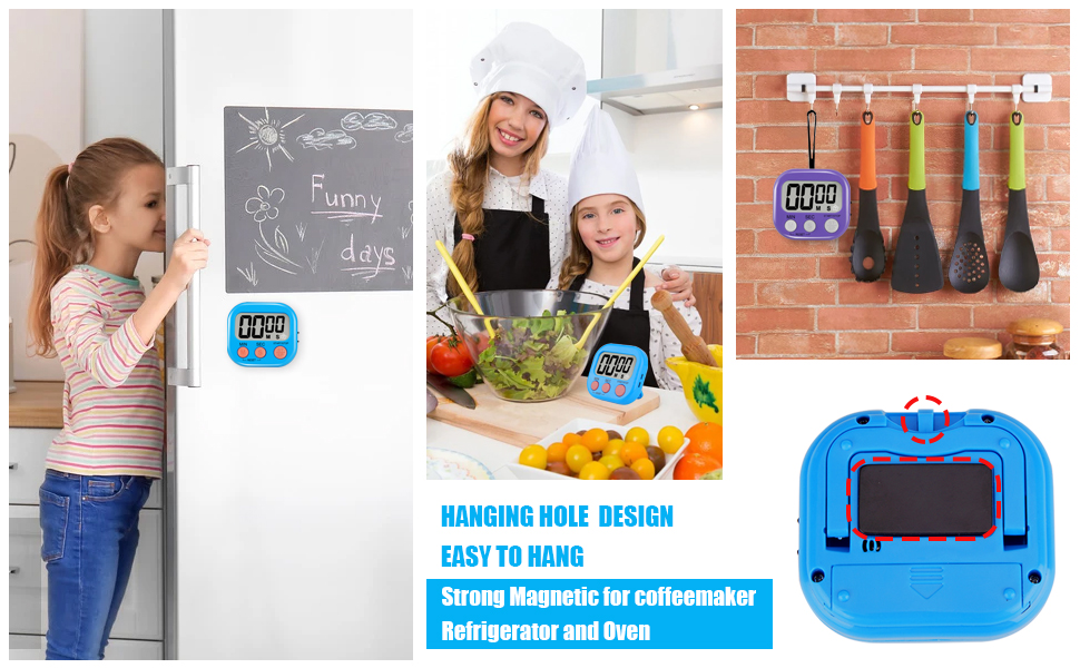 6 Pack Multi-Function Electronic Timer - Magnetic Digital Timers Big LCD Display The Loud/Silent Switch Countdown Timer Extensively Use in Break Time, Cooking,Gym, Meeting, Classroom