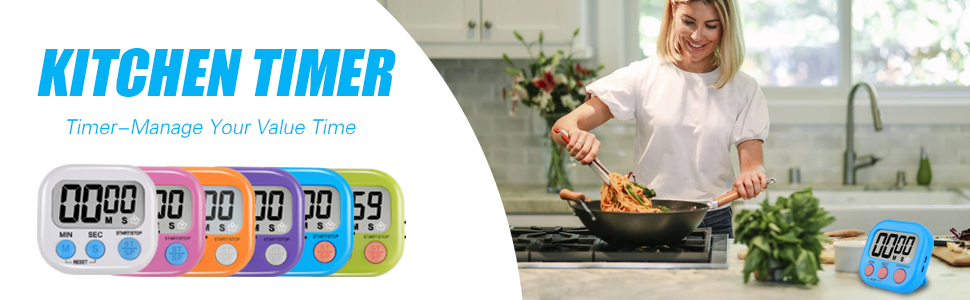 6 Pack Multi-Function Electronic Timer - Magnetic Digital Timers Big LCD Display The Loud/Silent Switch Countdown Timer Extensively Use in Break Time, Cooking,Gym, Meeting, Classroom