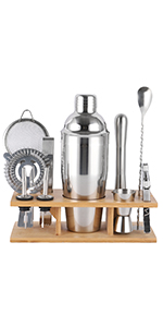 11Pcs-Cocktail Shaker Set Black Bartending Kit 25oz Cocktail Bar Set Cocktail Mix Drink Making Kit Professional Bar and Home Drink Bar Tools for Bartender(Matte Black)