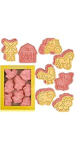 Animal Cookie Cutters With Plunger Stamps Set,8 Piece 3D Animal Embossing Cutters For Biscuit Fondant Cheese Baking Molds