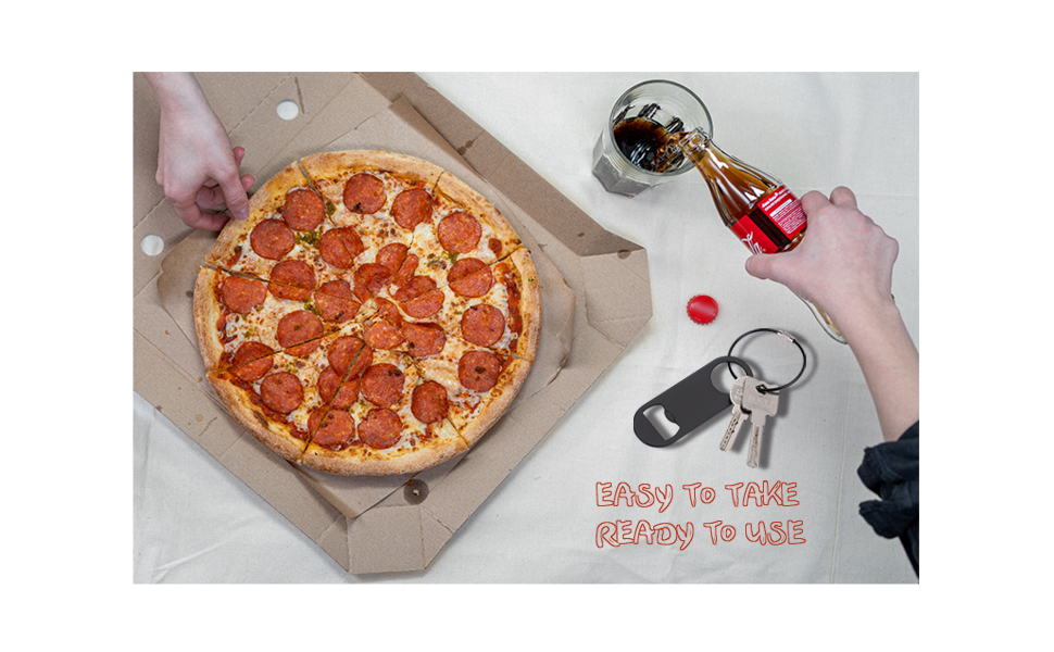 5 PACK Stainless Steel Flat Bottle Opener with Keychain- Bar Key-Beer Bottle Opener for Kitchen, Bar or Restaurant（Black）