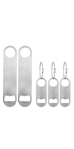 5 PACK Stainless Steel Flat Bottle Opener with Keychain- Bar Key-Beer Bottle Opener for Kitchen, Bar or Restaurant（Black）