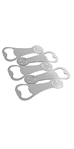 5 PACK Stainless Steel Flat Bottle Opener with Keychain- Bar Key-Beer Bottle Opener for Kitchen, Bar or Restaurant（Black）