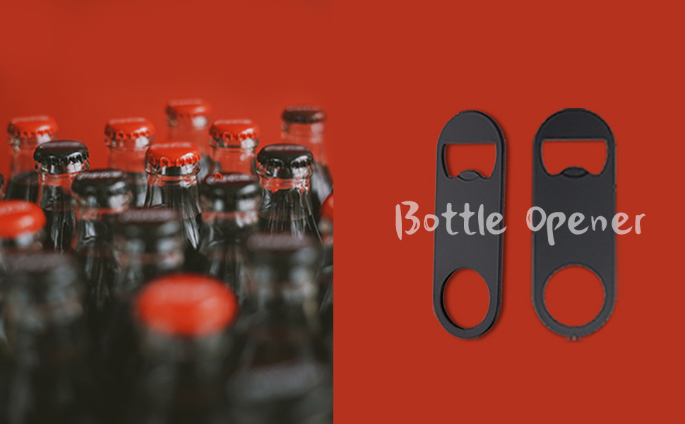 5 PACK Stainless Steel Flat Bottle Opener with Keychain- Bar Key-Beer Bottle Opener for Kitchen, Bar or Restaurant（Black）