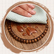 Honeydak 4 Pieces Wood Beaded Coasters 3.9 Inch Round Rustic Farmhouse Wooden Coasters for Drinks Decorative Table Top Wood Bar for Housewarming Home Kitchen(Beige)