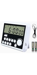 Digital 3 Channels Kitchen Cooking Multiple Timer with Large LCD Count Up Down Stopwatch ON Off Switch Timer for Teaching Reading 3-Level Adjustable Volume with Magnetic Back (Style C)