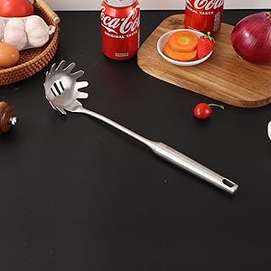 18/10 Stainless Steel Kitchen Utensils Set - 15” All Metal Cooking Tools, 11PCS - 2 Tongs, Fork, Solid Spoon, Slotted Spoon, Spatula, Soup Ladle, Skimmer, Slotted Spatula, Spaghetti Spoon, Large Spoon