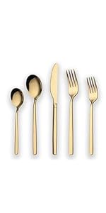 Gold Spaghetti Spoon, Berglander Non-stick Silicone Pasta Server With Titanium Gold Plating Handle, Spaghetti Server For Cooking, Pasta Fork, Noddle Fork, Dishwasher Safe, Easy to Clean