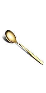Gold Spaghetti Spoon, Berglander Non-stick Silicone Pasta Server With Titanium Gold Plating Handle, Spaghetti Server For Cooking, Pasta Fork, Noddle Fork, Dishwasher Safe, Easy to Clean