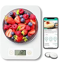 URAMAZ Food Scale with Nutritional Calculator, Digital Food Scales for Kitchen Scale Grams and Ounces, Smart Food Weight Scale for Weight Loss, 20 Nutrients Tracking, Diet, Calories, Meal Prep, 11lb