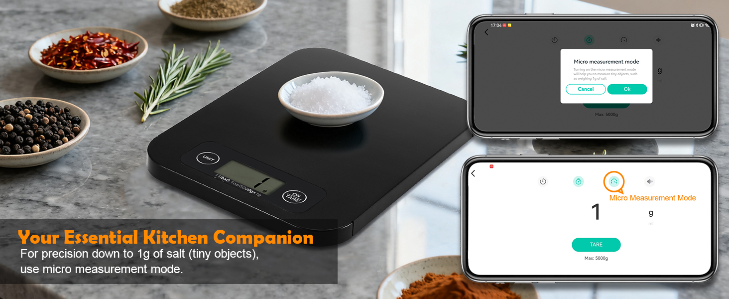 URAMAZ Food Scale with Nutritional Calculator, Digital Food Scales for Kitchen Scale Grams and Ounces, Smart Food Weight Scale for Weight Loss, 20 Nutrients Tracking, Diet, Calories, Meal Prep, 11lb