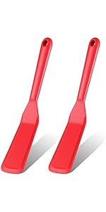 Zopeal 2 Pieces Crepe Spatula Silicone Narrow Skinny Flipper Long Heat Resistant Cooking Pancake Spatula Non Stick for Cooking Egg Burgers Pizza Pancake Steak Omelet(Black)