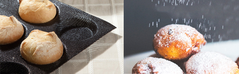 Silicone Hamburger Bun Pan,Non-Stick Bread Mold Hot Dog Bread Forms,Round Perforated Bakery Sheets Bread Pan for Baking,8 Cavities