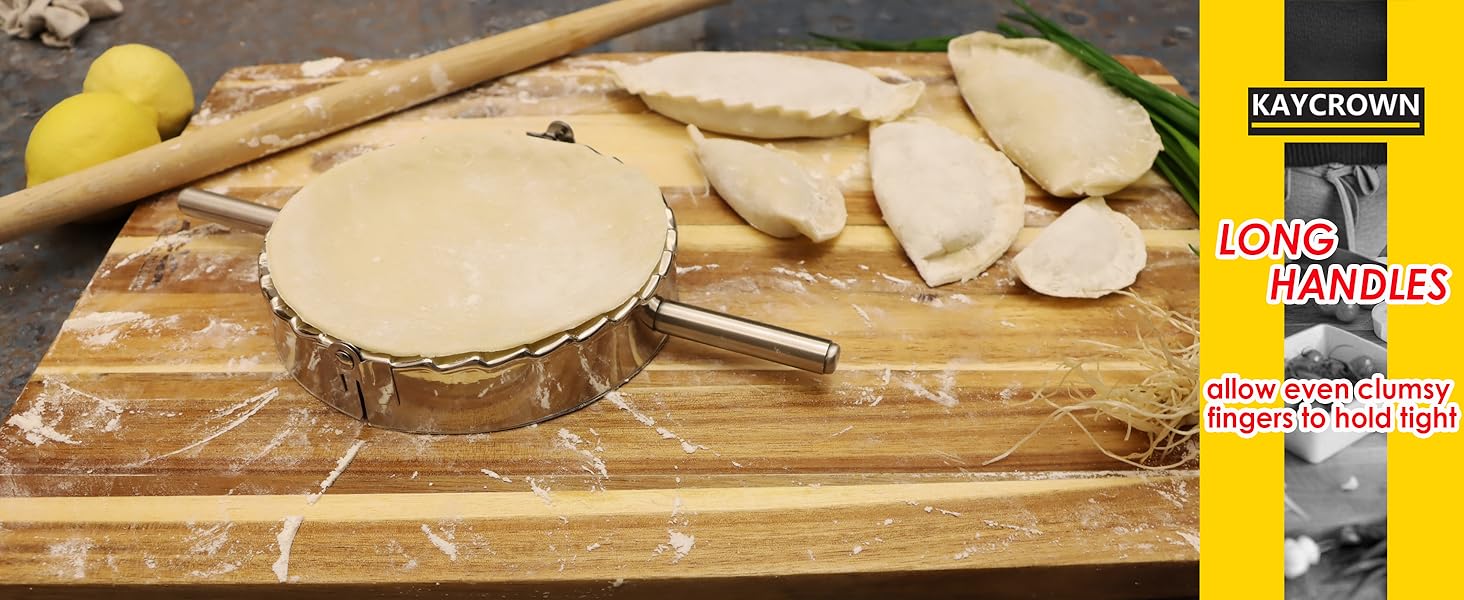 KAYCROWN 6 Inch Empanada Press, Stainless Steel Dumpling Maker Dough Cutter Dumpling Mold for Empanada, Dumpling, Ravioli, Pierogi, Turnovers, Calzone (XL: 6 inch)