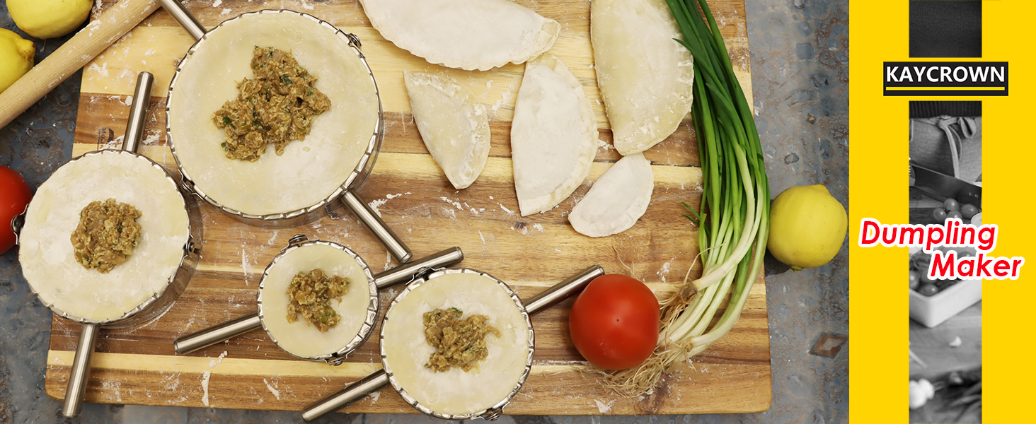 KAYCROWN 6 Inch Empanada Press, Stainless Steel Dumpling Maker Dough Cutter Dumpling Mold for Empanada, Dumpling, Ravioli, Pierogi, Turnovers, Calzone (XL: 6 inch)