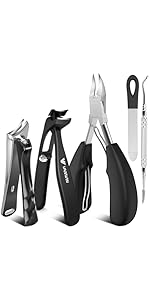 Nail Clipper Set 2 Pack, Heavy Duty Toenail Clippers for Thick Toenails and Sturdy Finger Nail Clippers with Catcher, Ultra Sharp Stainless Steel Nail Cutter for Men Women Adult