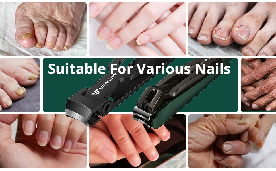 Nail Clipper Set 2 Pack, Heavy Duty Toenail Clippers for Thick Toenails and Sturdy Finger Nail Clippers with Catcher, Ultra Sharp Stainless Steel Nail Cutter for Men Women Adult