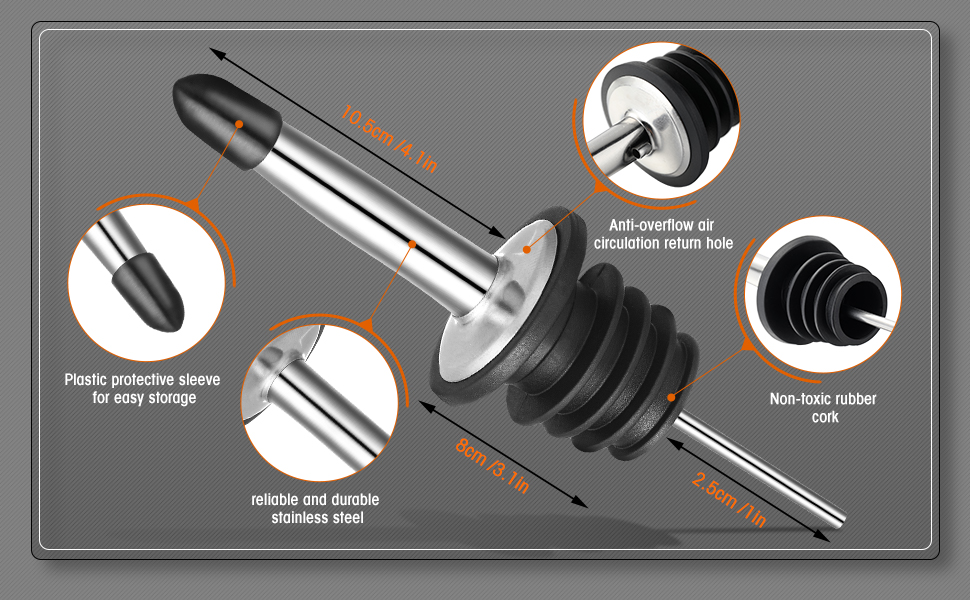 Chengu Fruit Juice Pour Bottles 34 oz Plastic Liquor Bar Supplies with Stainless Steel Bottle Pourer Tapered Spout for Cocktail Bartending Liquor Juice Store(Bright Colors,3 Pack)