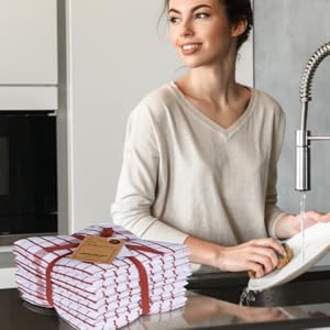 AMOUR INFINI Kitchen Dish Cloths Set of 8 - Ultra Soft, Highly Absorbent, Quick-Drying Terry Cotton Dishcloths 12